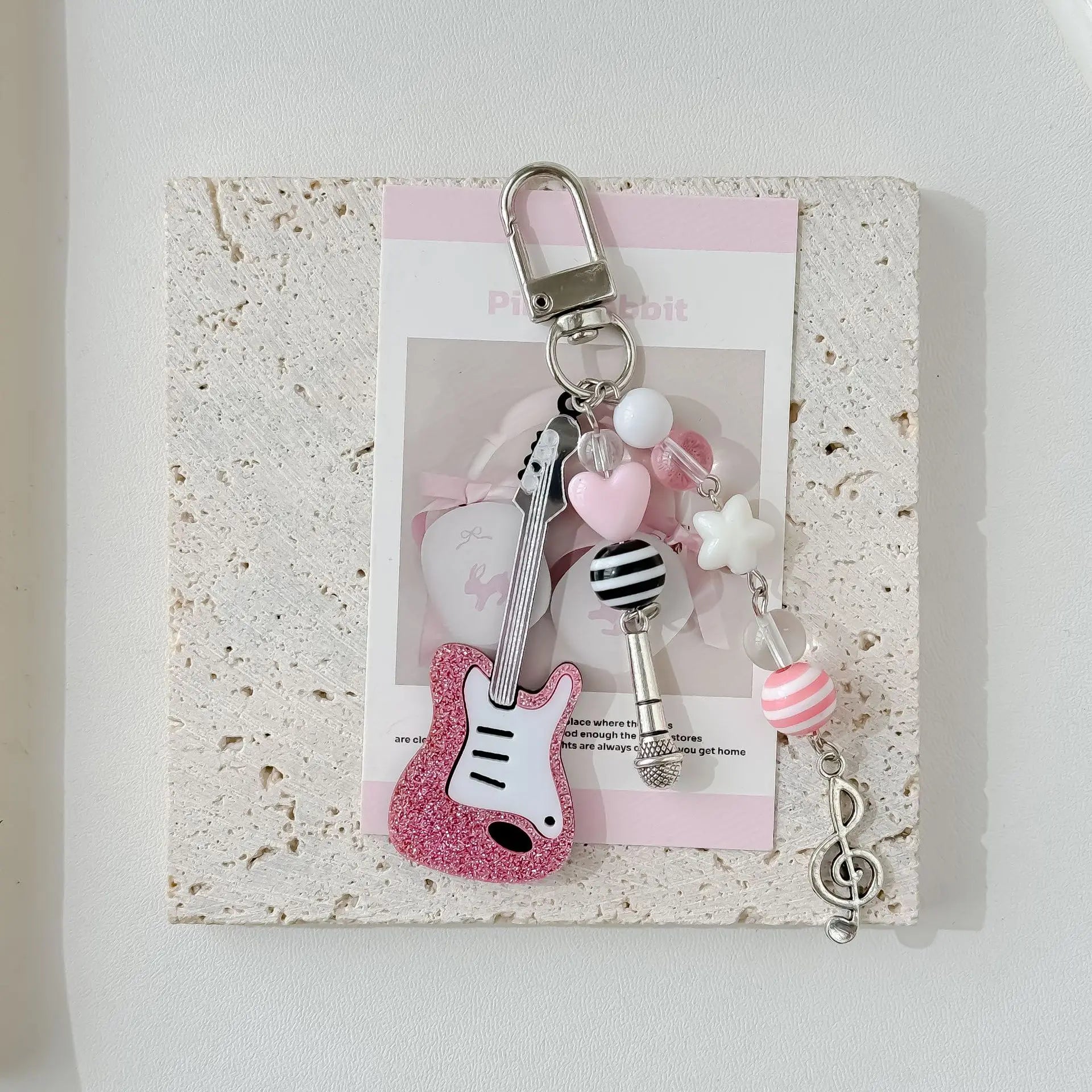 Y2K Pink Guitar Phone Charms Keychain