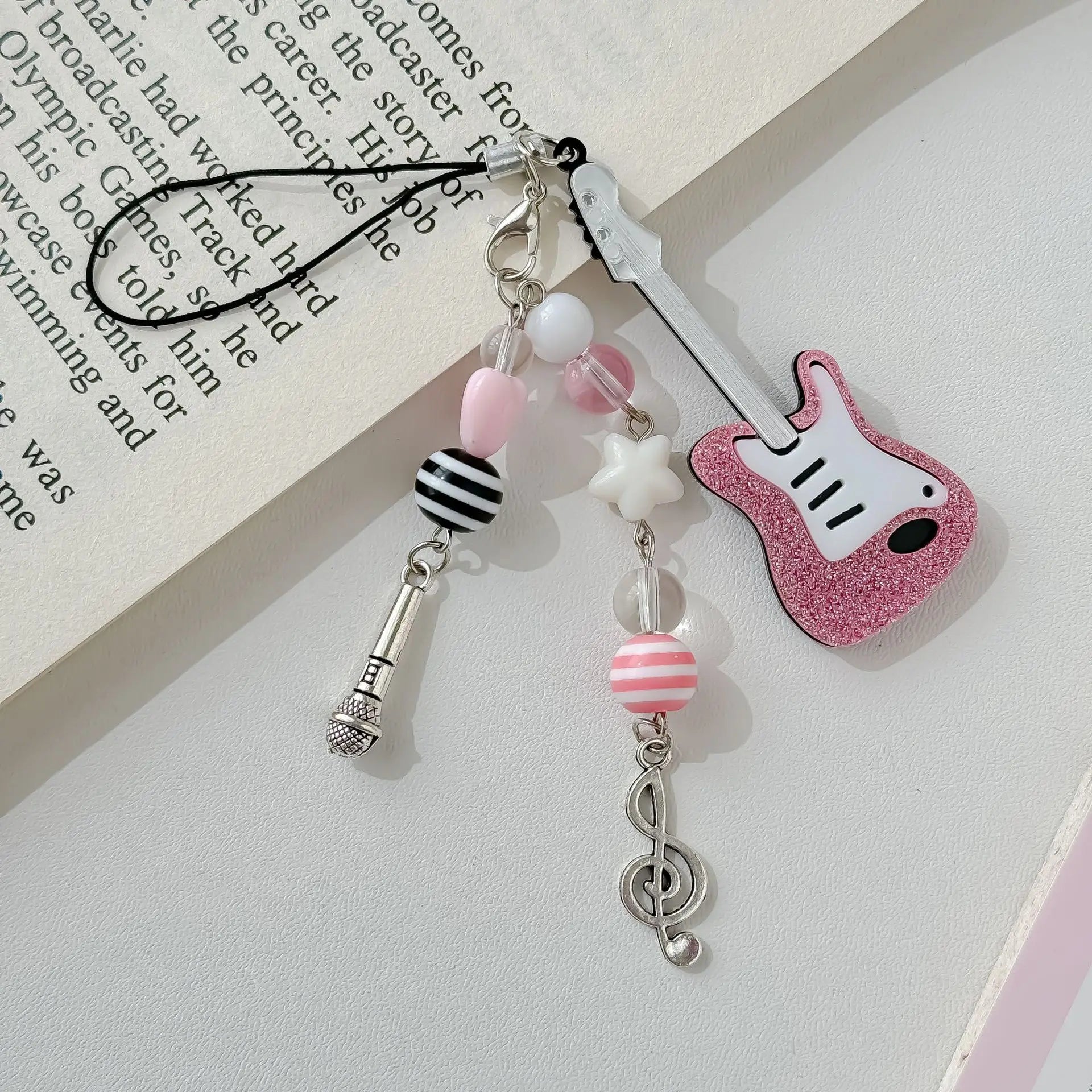 Y2K Pink Guitar Phone Charms Keychain