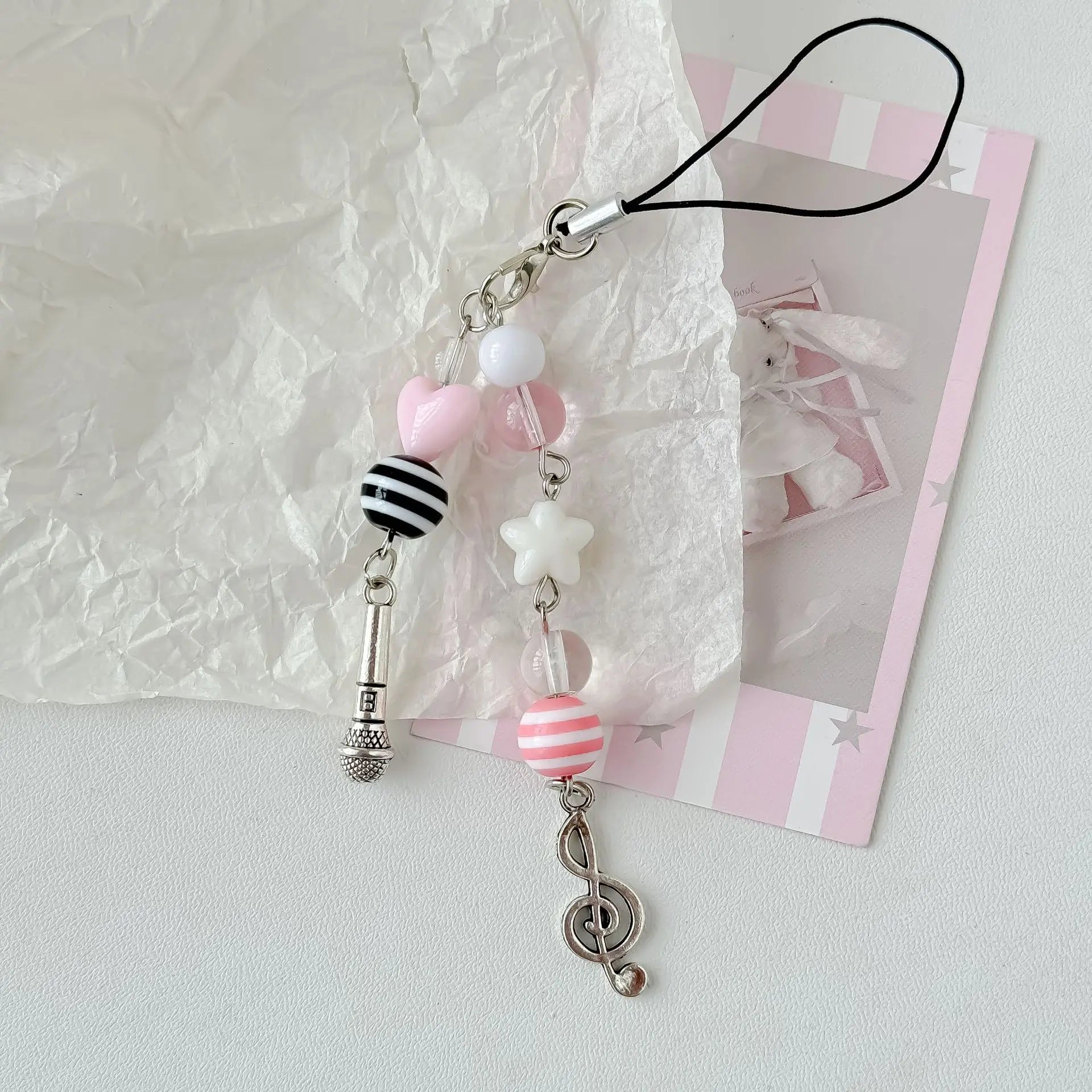 Y2K Pink Guitar Phone Charms Keychain
