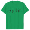 Guitar & Bass Clef Heartbeat T-shirt