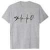 Guitar & Bass Clef Heartbeat T-shirt