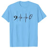 Guitar & Bass Clef Heartbeat T-shirt