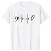 Guitar & Bass Clef Heartbeat T-shirt