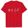 Guitar & Bass Clef Heartbeat T-shirt