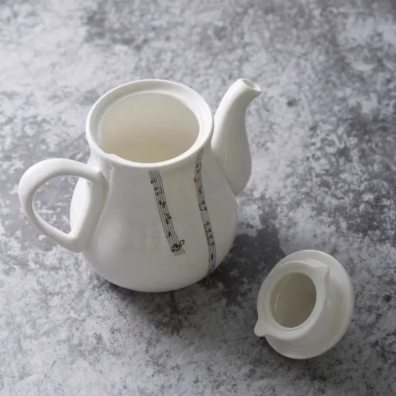 Music Notes Ceramic Mug With Plate Set & Tea Pot