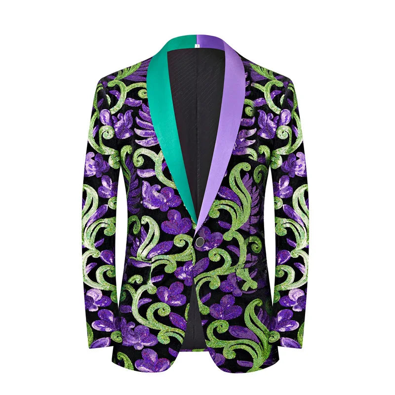 Purple & Green Sequin Men's Blazer