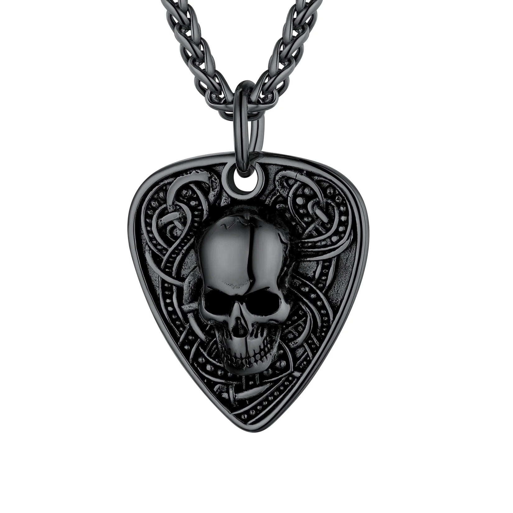 Gothic Skull Guitar Pick Necklace