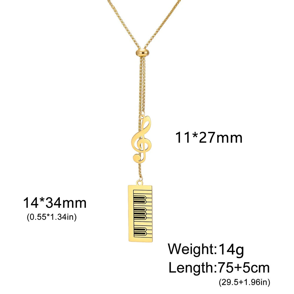 Double Charms Piano & Treble Clef Necklace