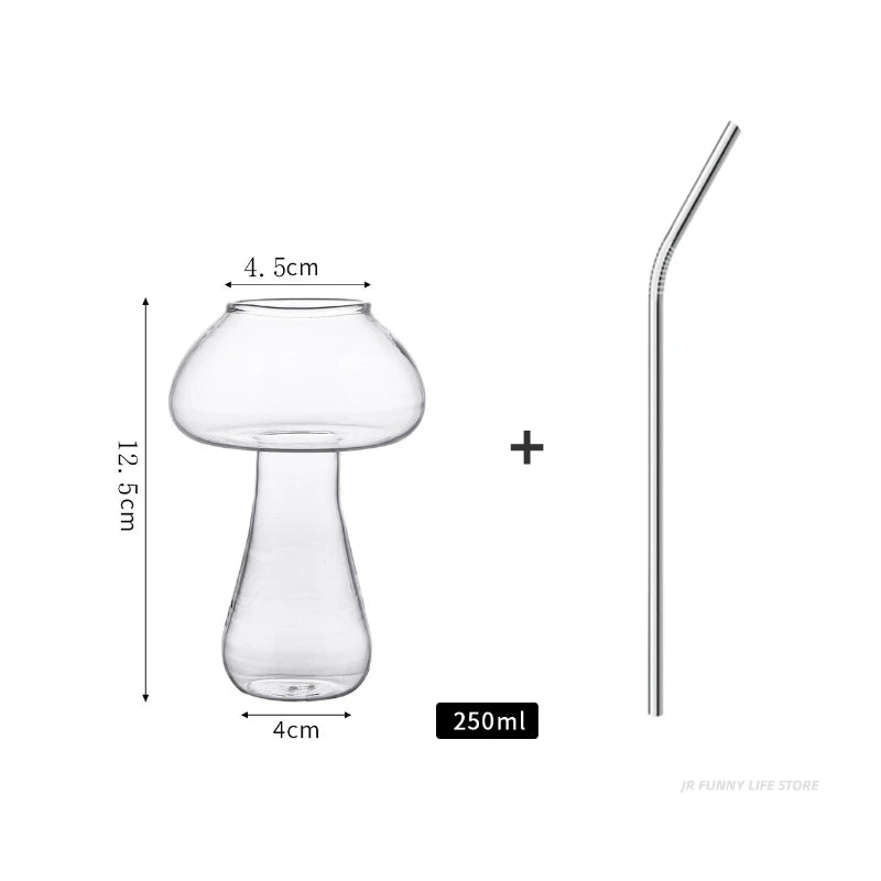Mushroom Cocktail Glass Cup with Straw