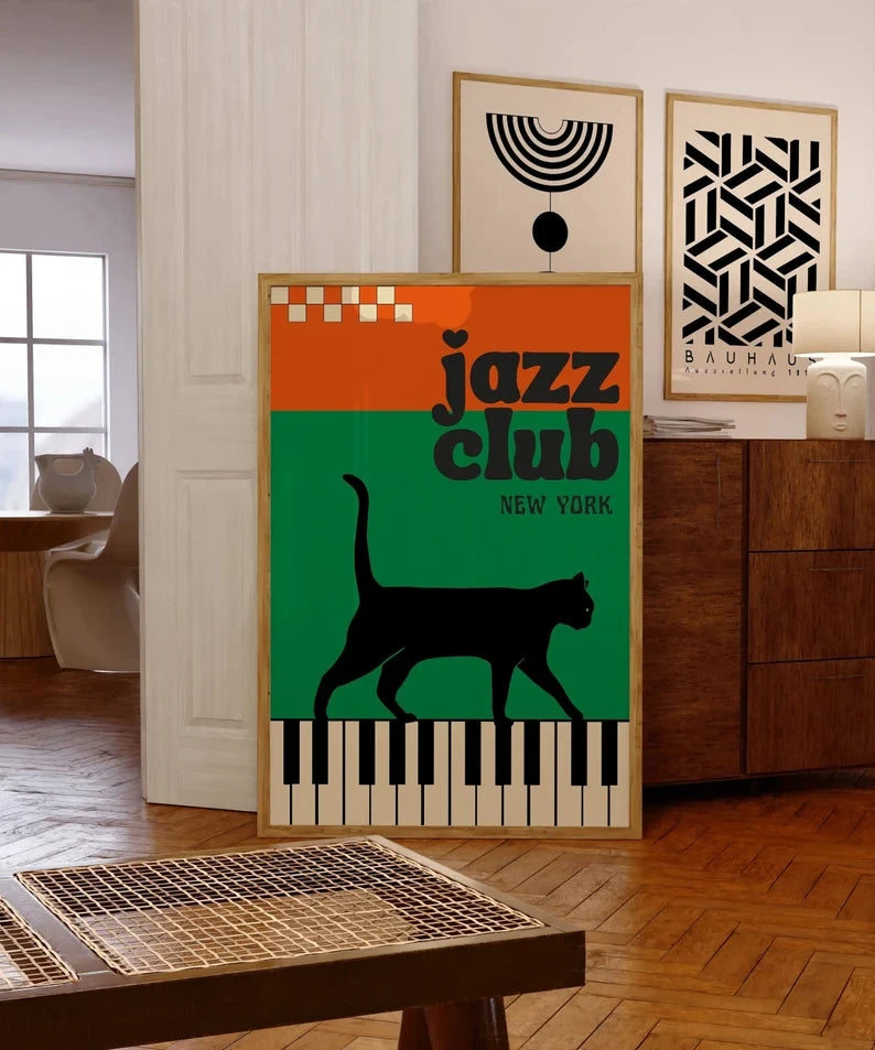 Music Black Cat Canvas Art