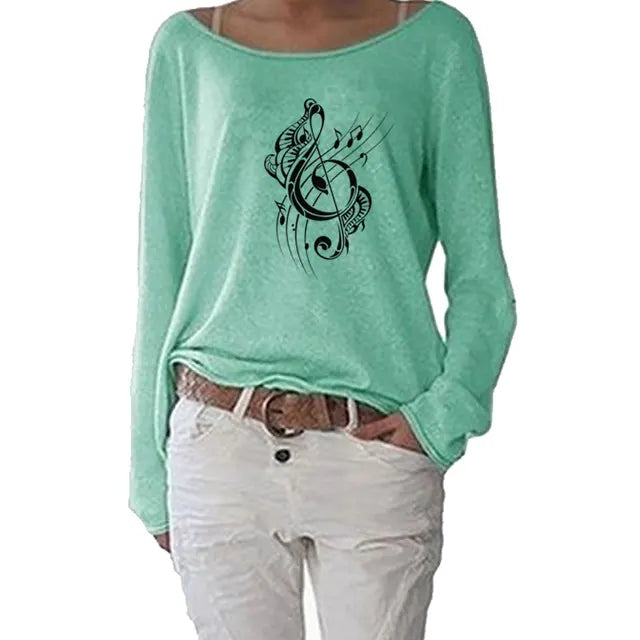 New Music Notes Casual Long Sleeve Top
