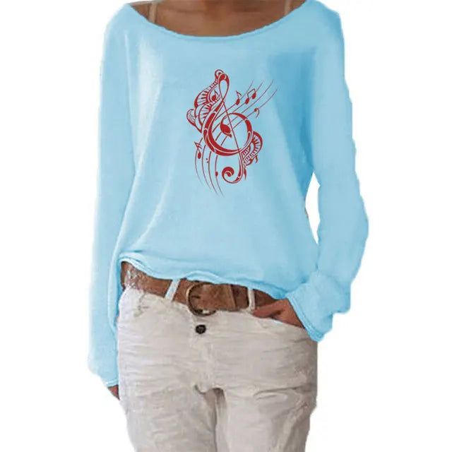 New Music Notes Casual Long Sleeve Top