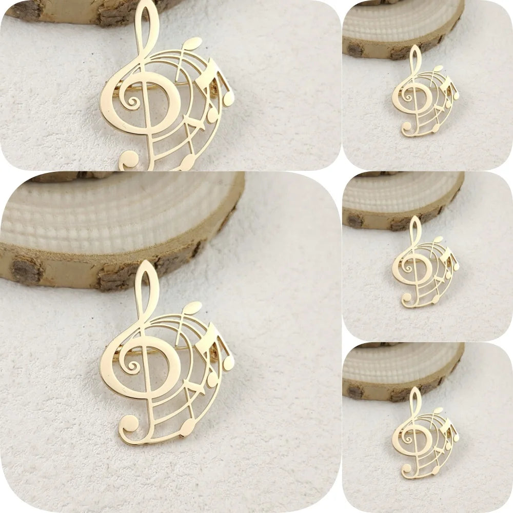 Music Treble Clef Spiral Brooch Pin