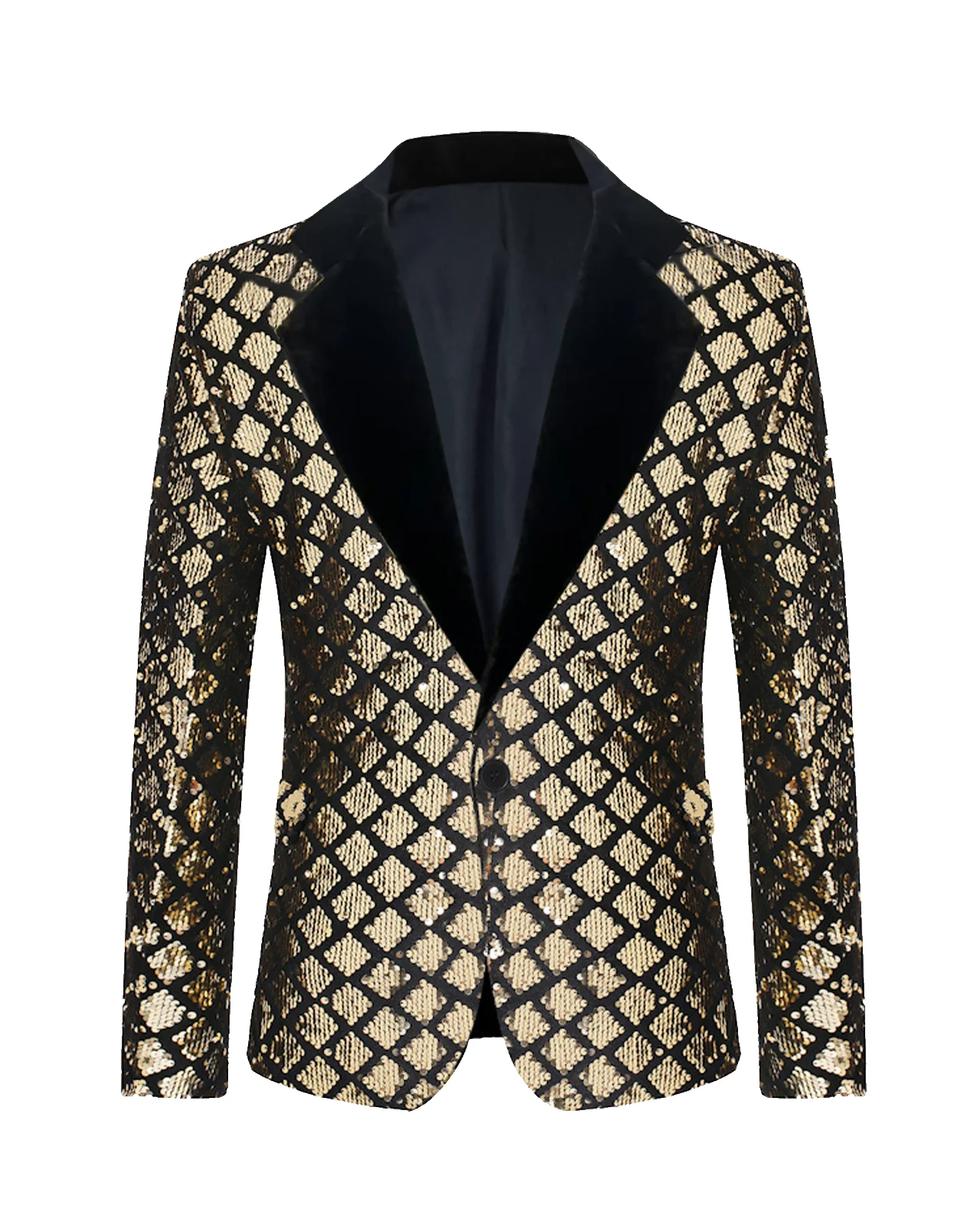 Luxurious Sequin Plaid Men's Suit Blazer