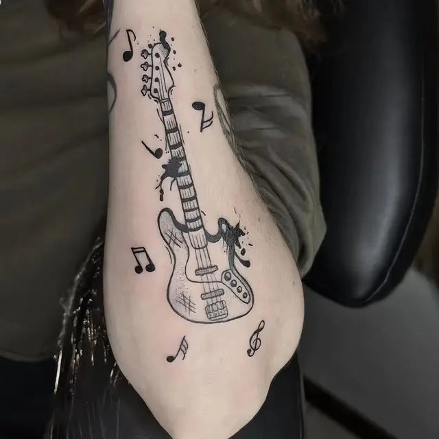 Electric Guitar Tattoo Sticker