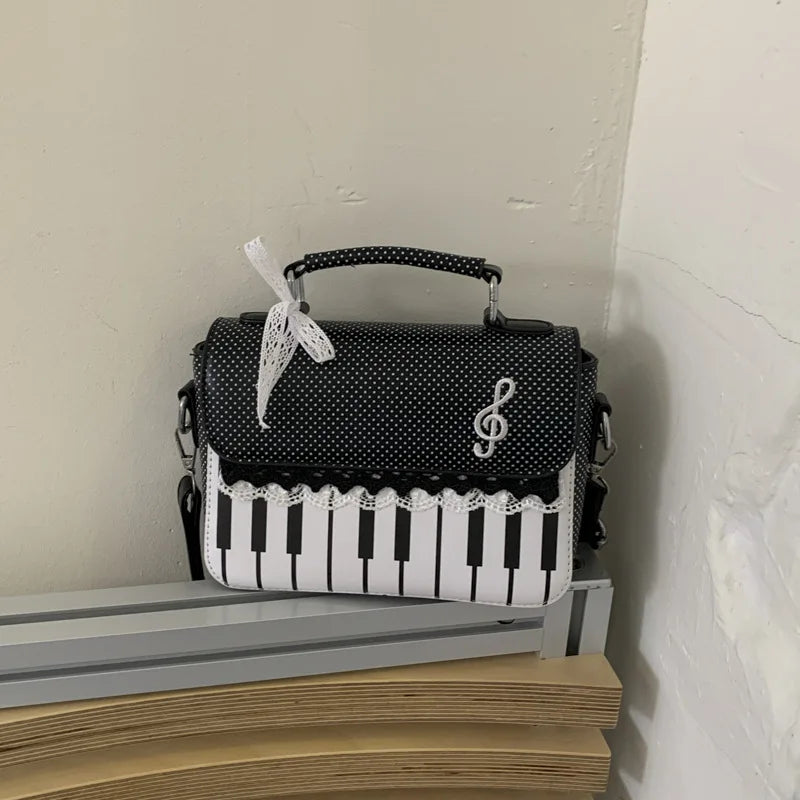Piano Keys Dots & Lace Crossbody Bag