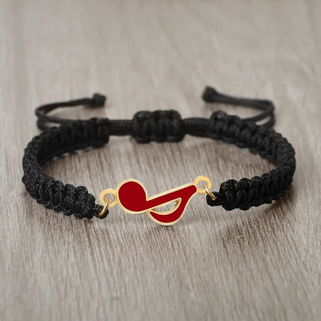 Red Eighth Note Rope Bracelet