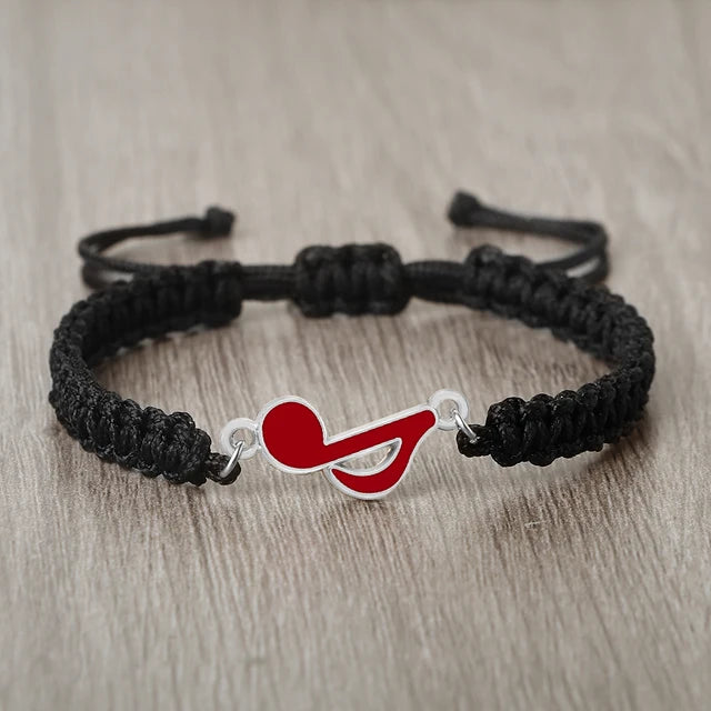 Red Eighth Note Rope Bracelet