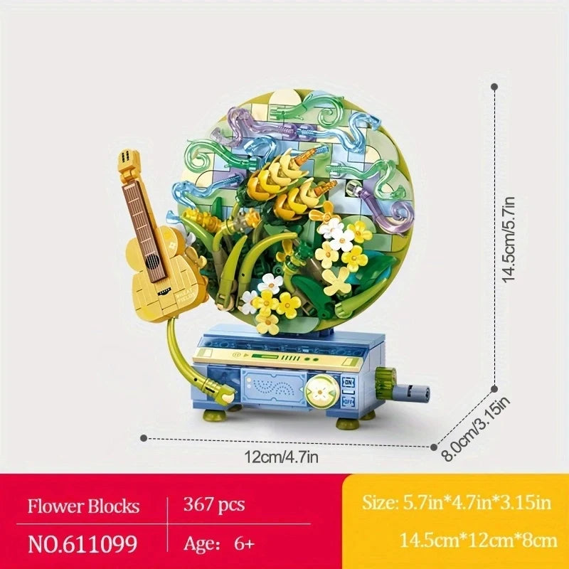 Decorative Music Box Building Block Toy (Guitar Piano Violin Harp)