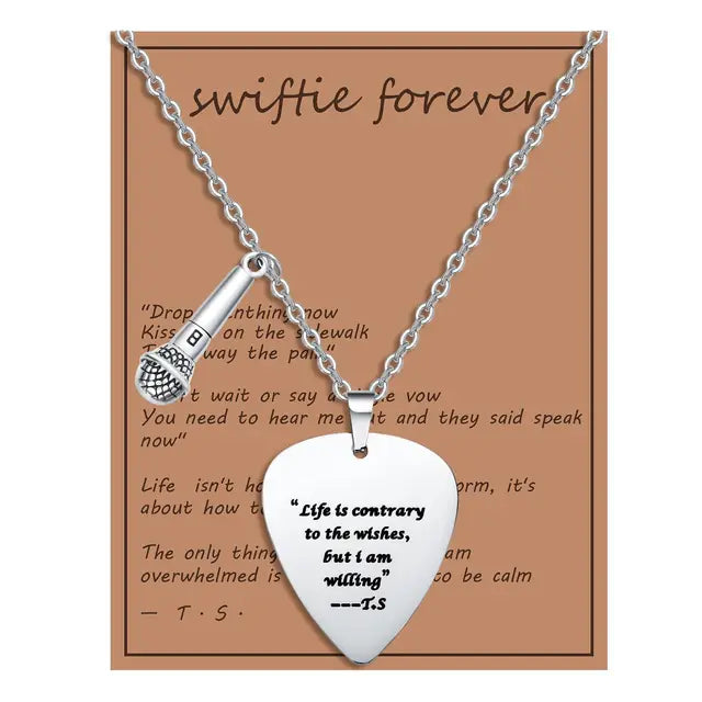 Trendy Music Quotes Guitar Pick Necklace