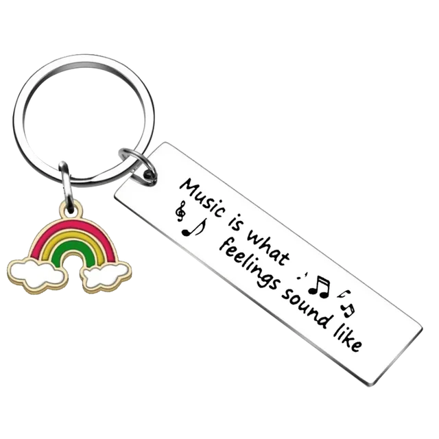 Music Quote & Rainbow Keychain