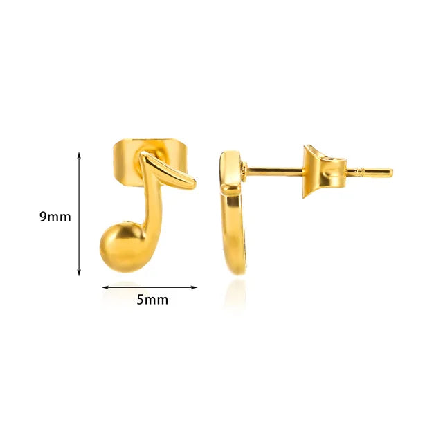 Eighth Note Quaver Stud Earrings