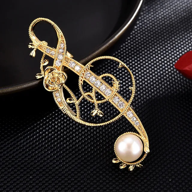 Floral Music Treble Clef Brooch Pin