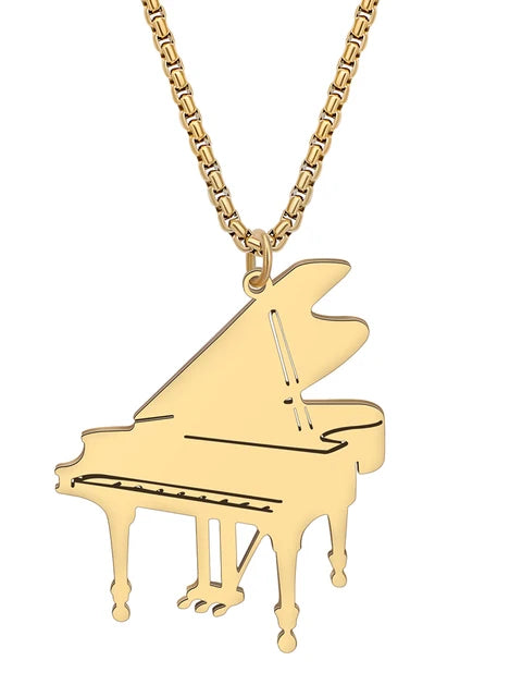Grand Piano Stainless Steel Necklace