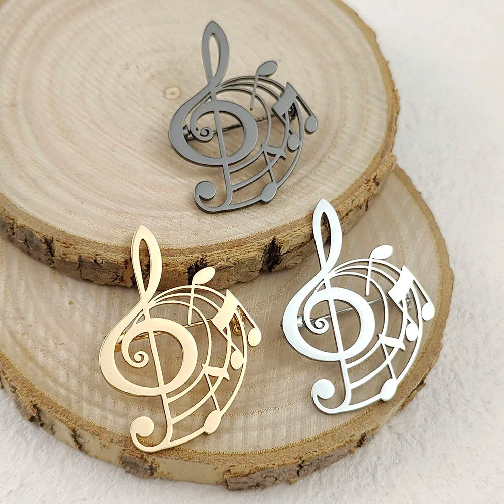 Music Treble Clef Spiral Brooch Pin