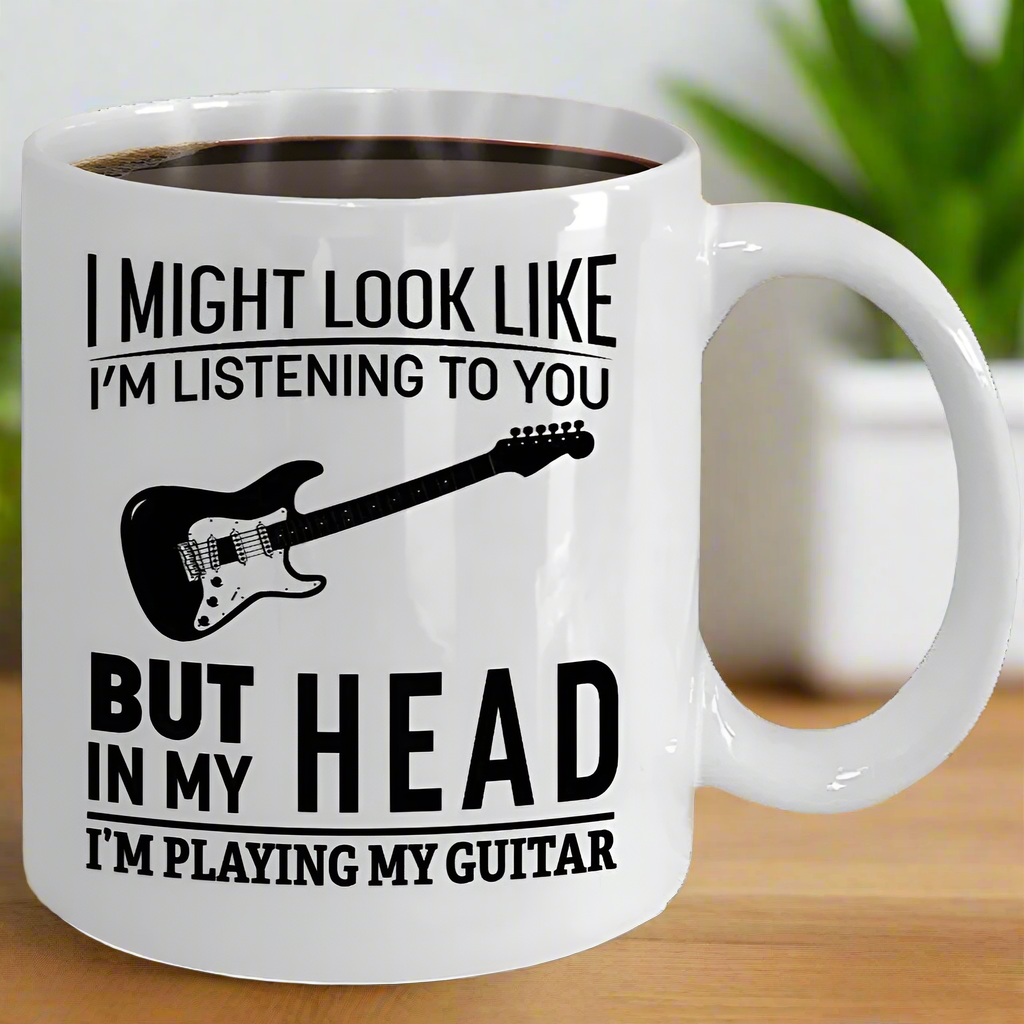 "I'm Playing My Guitar/Piano In My Head" Mug