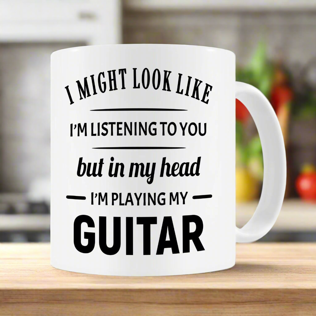 "I'm Playing My Guitar/Piano In My Head" Mug