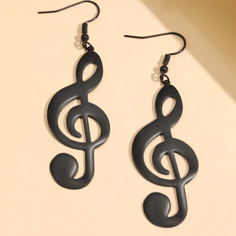 Huge Treble Clef Music Earrings