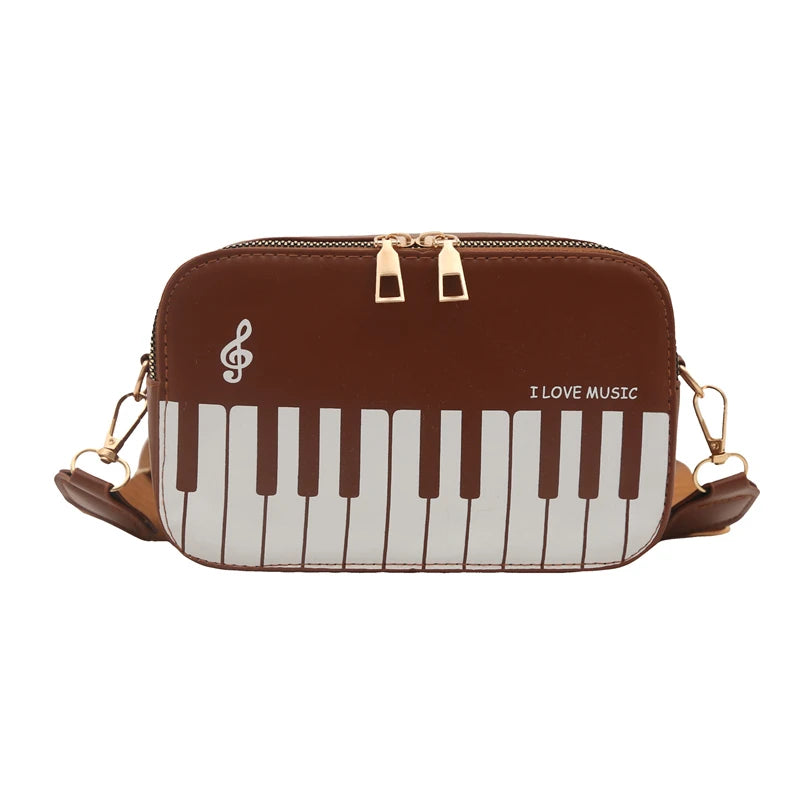 LOVE MUSIC Piano Pattern Shoulder Bag