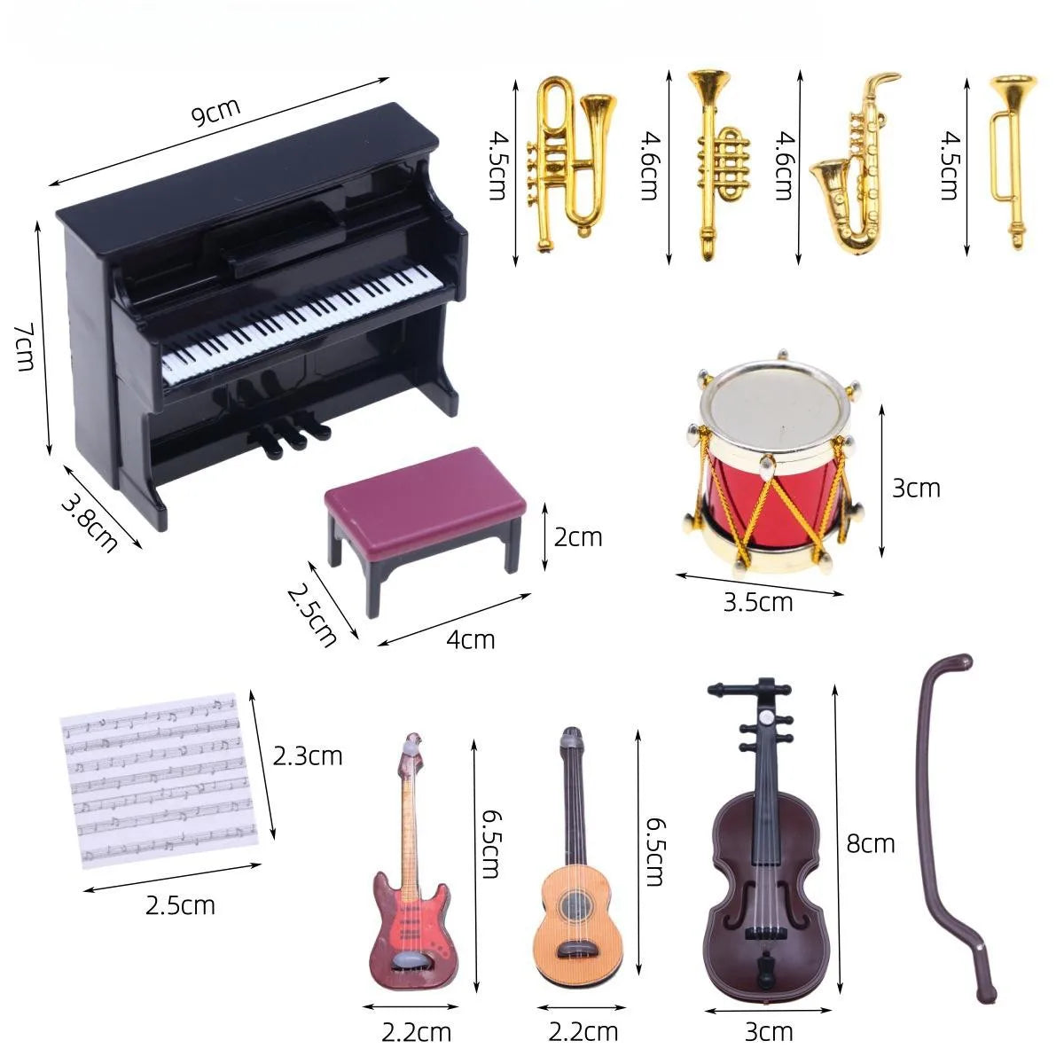 Miniature Musical Instrument Doll Set