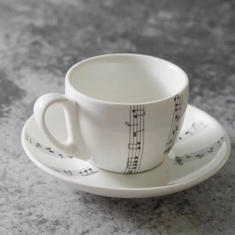 Music Notes Ceramic Mug With Plate Set & Tea Pot