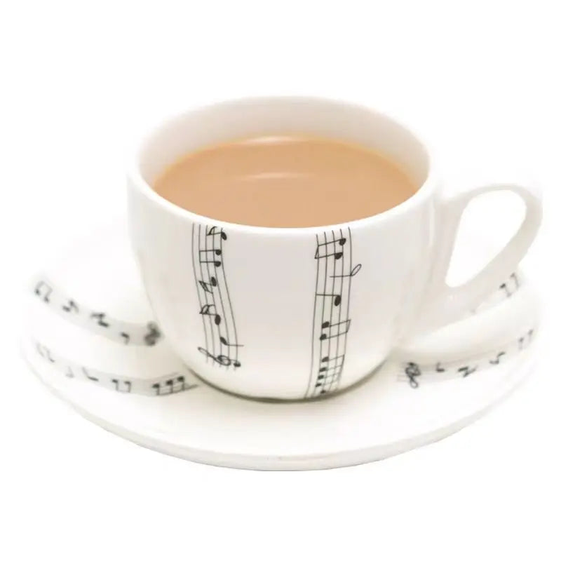 Music Notes Ceramic Mug With Plate Set & Tea Pot