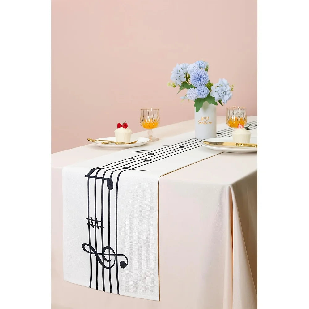 Musical Note Beige Table Runner