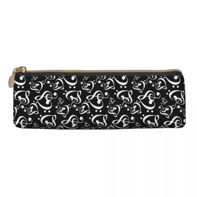 Monotone Music Heart Pencil Case