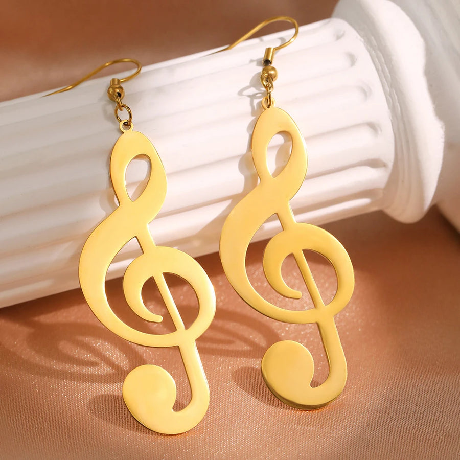 Huge Treble Clef Music Earrings