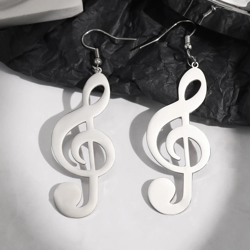 Huge Treble Clef Music Earrings
