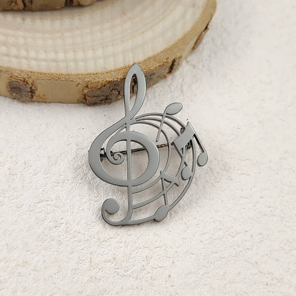 Music Treble Clef Spiral Brooch Pin