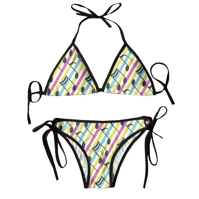 Colorful Music Notes Bikini
