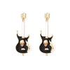 Metal Skull & Guitar Dangle Earrings