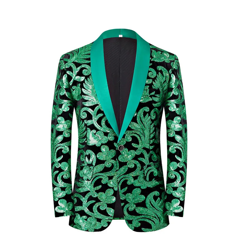 Purple & Green Sequin Men's Blazer