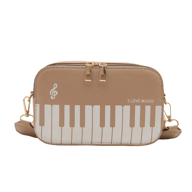 LOVE MUSIC Piano Pattern Shoulder Bag