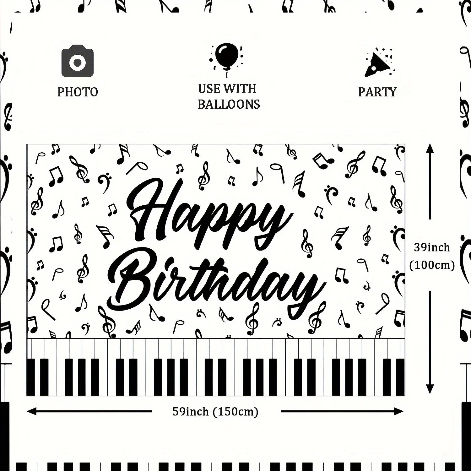Happy Birthday Music & Piano Party Banner Decoration