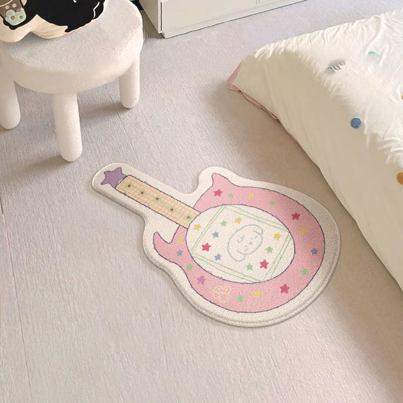 Pink/Blue Cute Guitar Shaped Carpet