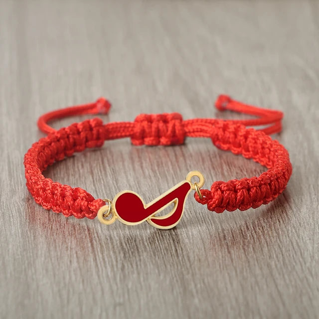 Red Eighth Note Rope Bracelet