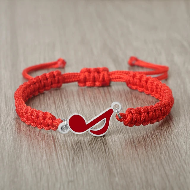 Red Eighth Note Rope Bracelet