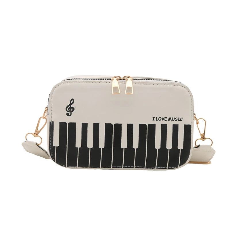 LOVE MUSIC Piano Pattern Shoulder Bag